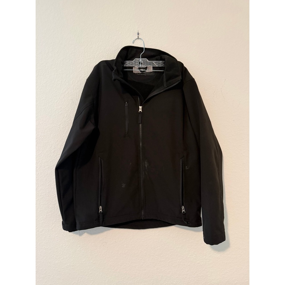 Cintas Black Mens Work Jacket Fleece Lined Softshell RN51374 Medium